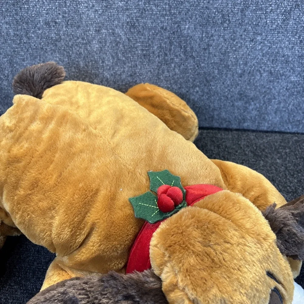 Dan Dee Dog Plush Laying Puppy Stuffed Animal Brown Sewn Eyes Pillow Floppy 22